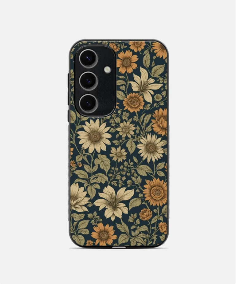 Vintage Floral Metal Case Cover for Samsung Galaxy A55