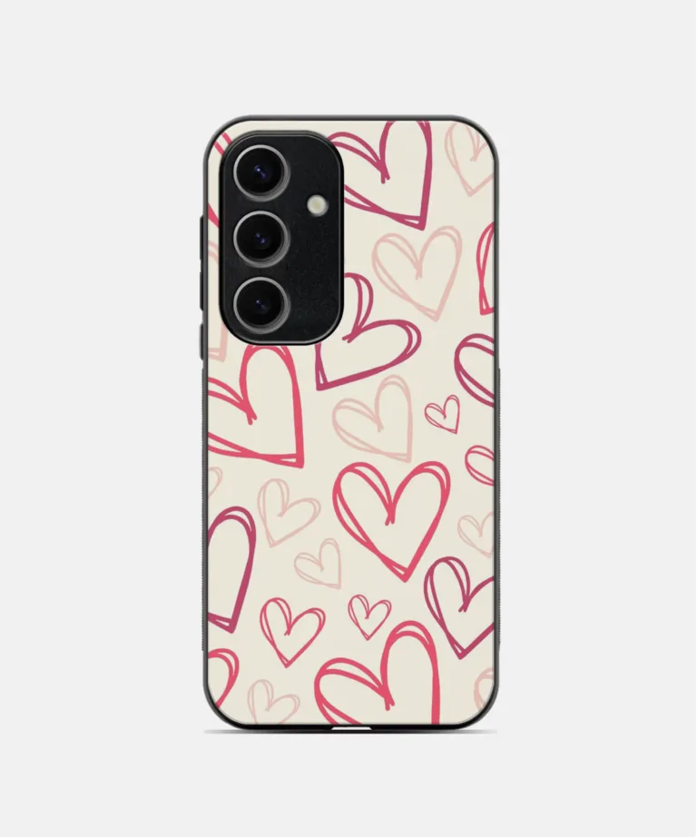 Outline Hearts Metal Case Cover for Samsung Galaxy A55
