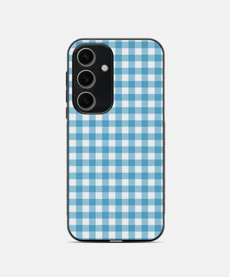 Sky Gingham Metal Case Cover for Samsung Galaxy A55