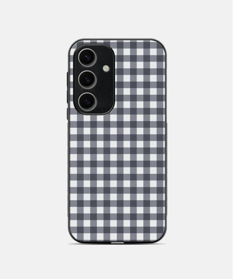 Charcoal Gingham Metal Case Cover for Samsung Galaxy A55