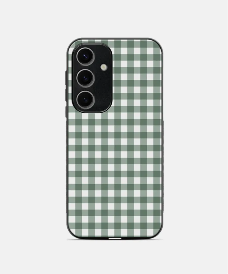 Green Gingham Metal Case Cover for Samsung Galaxy A55