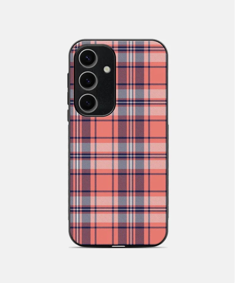 Plaid Pattern Metal Case Cover for Samsung Galaxy A55