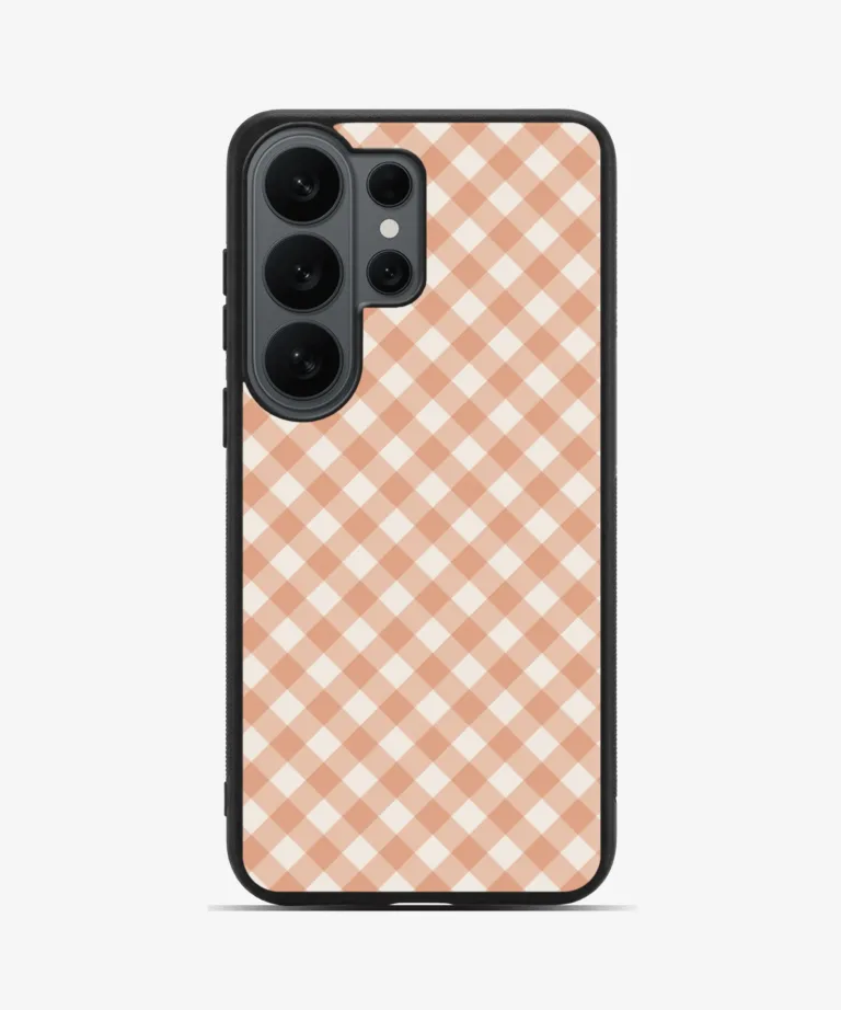 Peach Gingham Magsafe Case Cover for Samsung Galaxy S26 Ultra