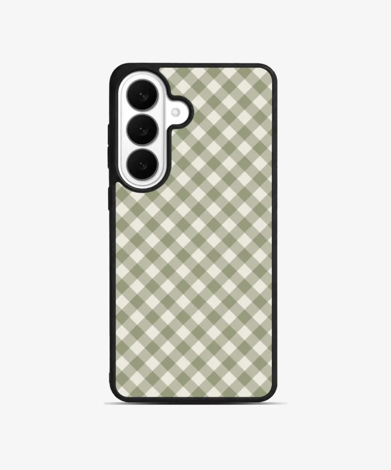 Olive Gingham Magsafe Case Cover for Samsung Galaxy S26